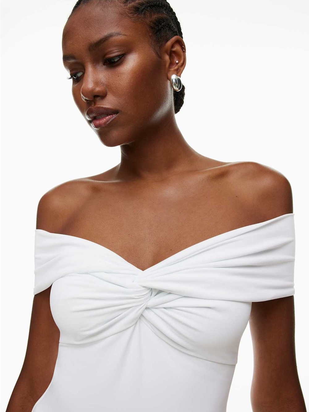 Aritzia Contour White Off Shoulder Twist Top - Picture 2 of 8